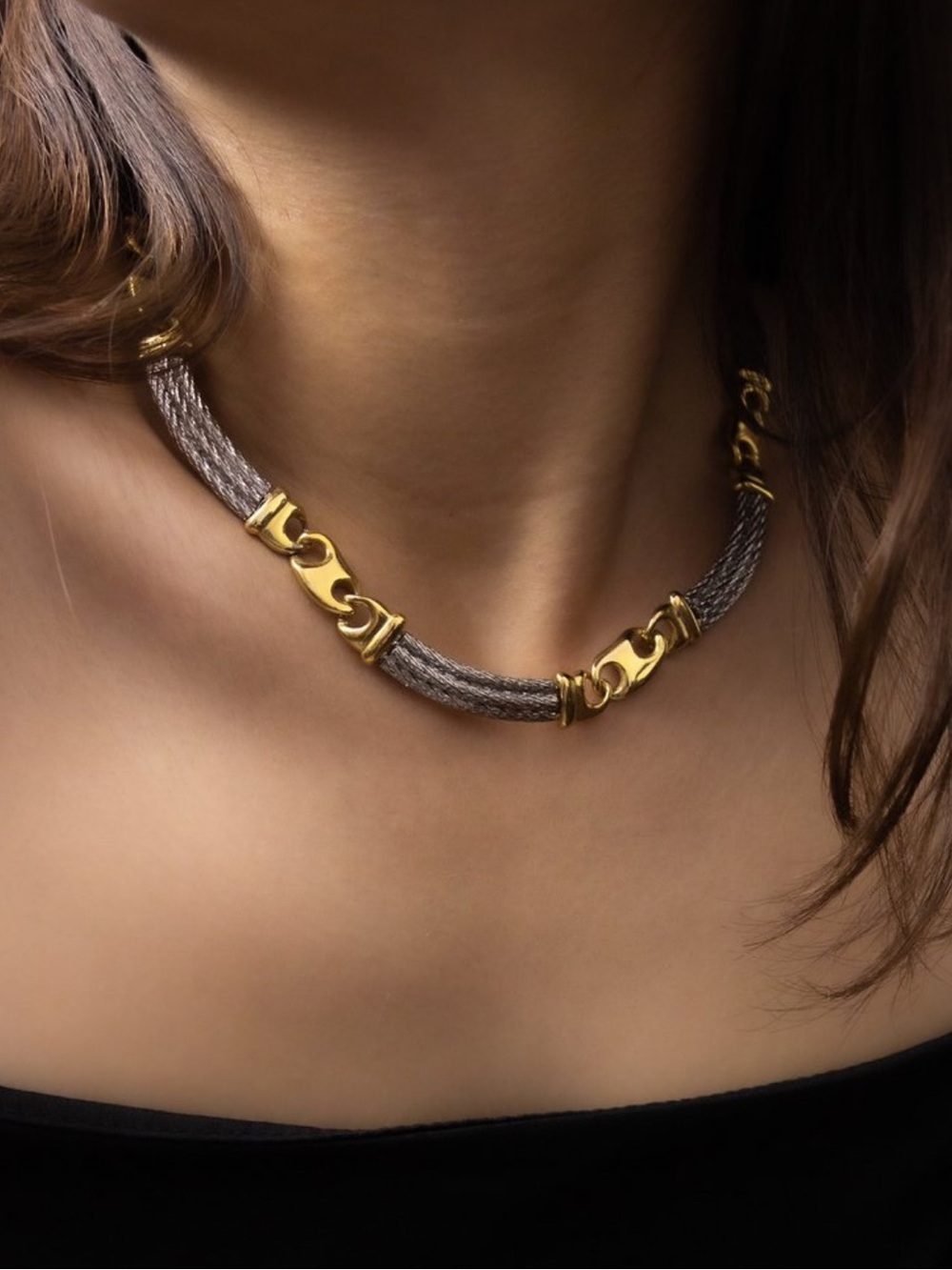 Vintage Paolo Gucci Neclace Gold & Silver Tine 18”